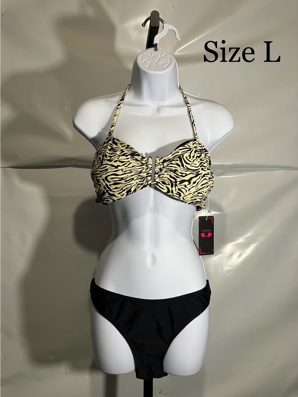 Women’s Zebra-Print Top Bikini Swimsuit Size Large